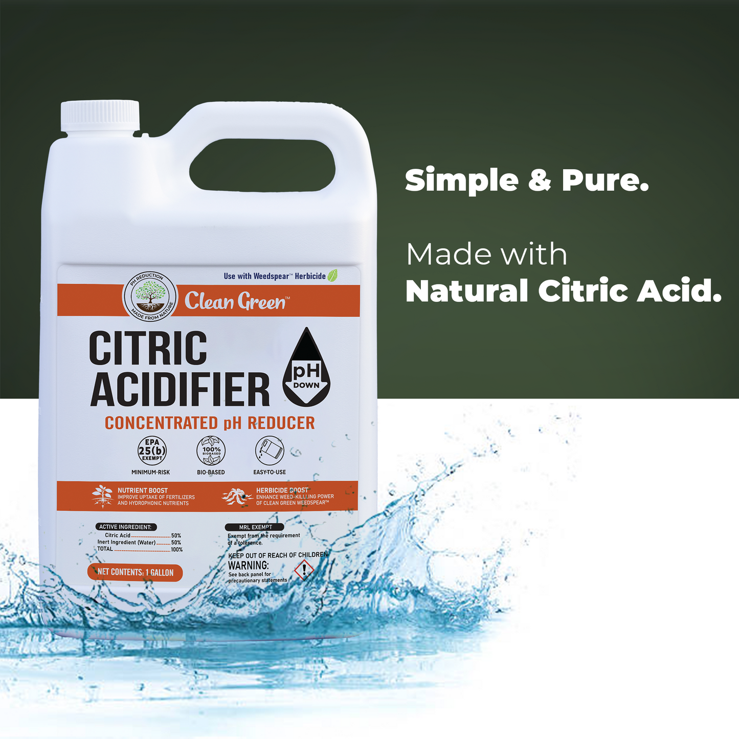 
                  
                    Clean Green Citric Acidifier pH Down 50% Concentrated Citric Acid Solution for Agriculture, Cleaning & More
                  
                